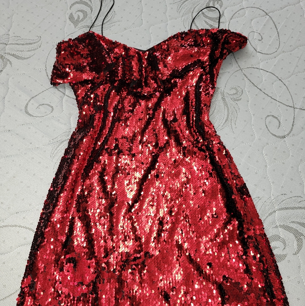Zara Shimmering Red Sequin Dress